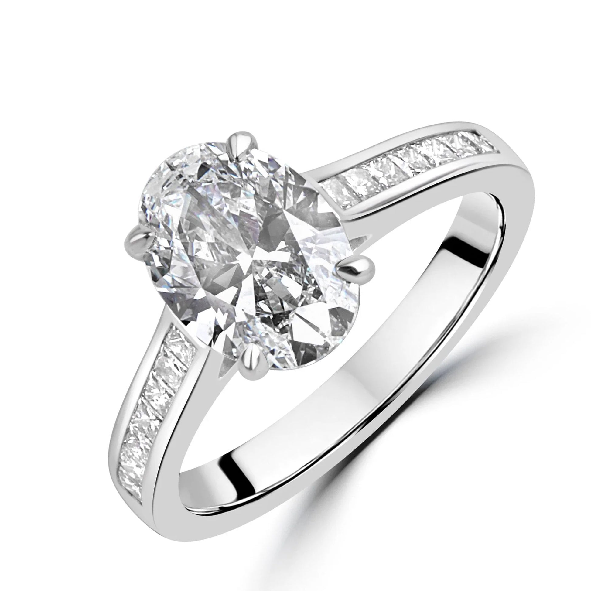 Platinum 1.50ct Oval IF Clarity Diamond Ring With Diamond Set Band and GIA Certificate
