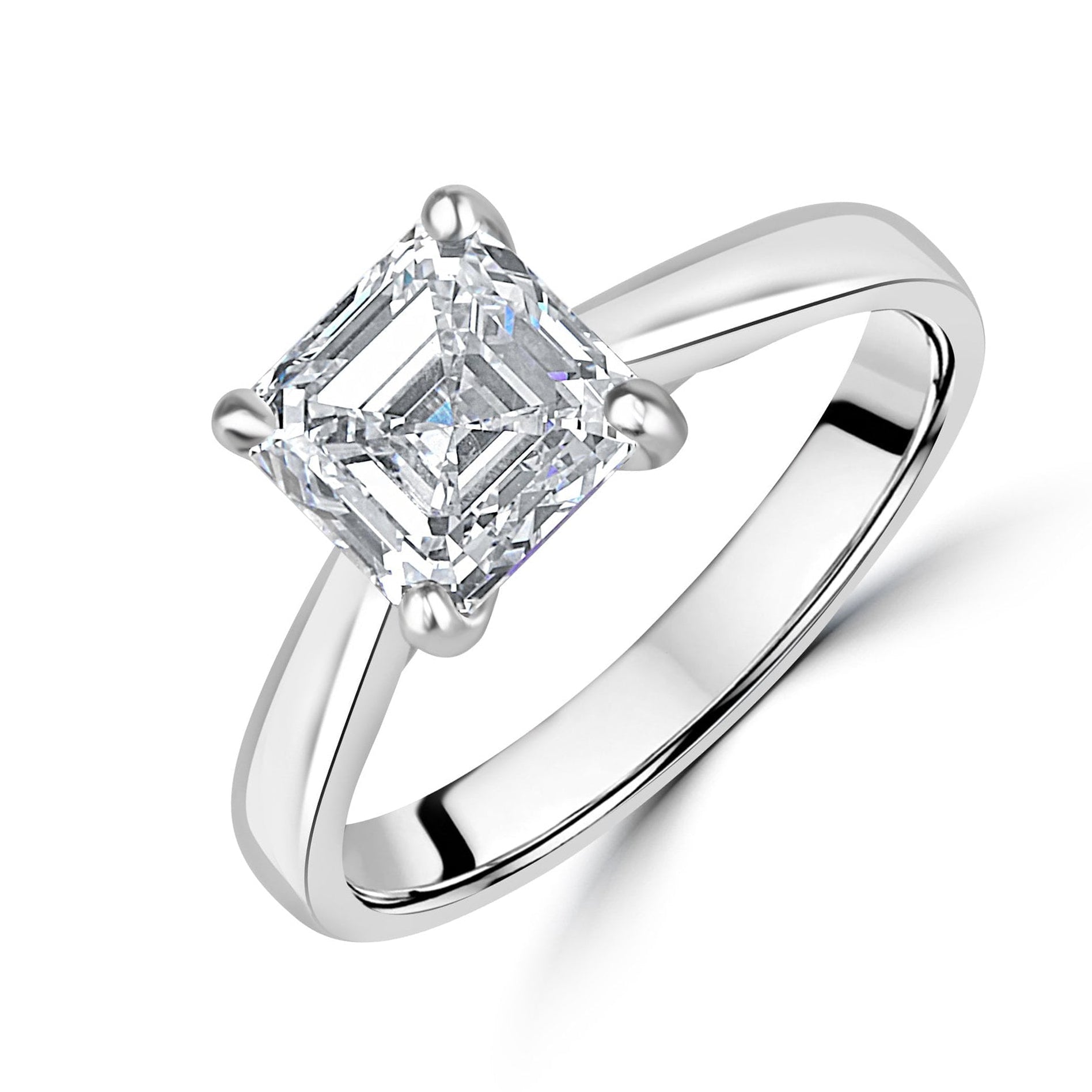 Platinum 2.02ct Asscher Cut Lab Grown Diamond Engagement Ring