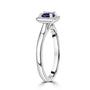Platinum Dress Ring with 0.64ct Round Brilliant Cut Sapphire And Diamond Halo
