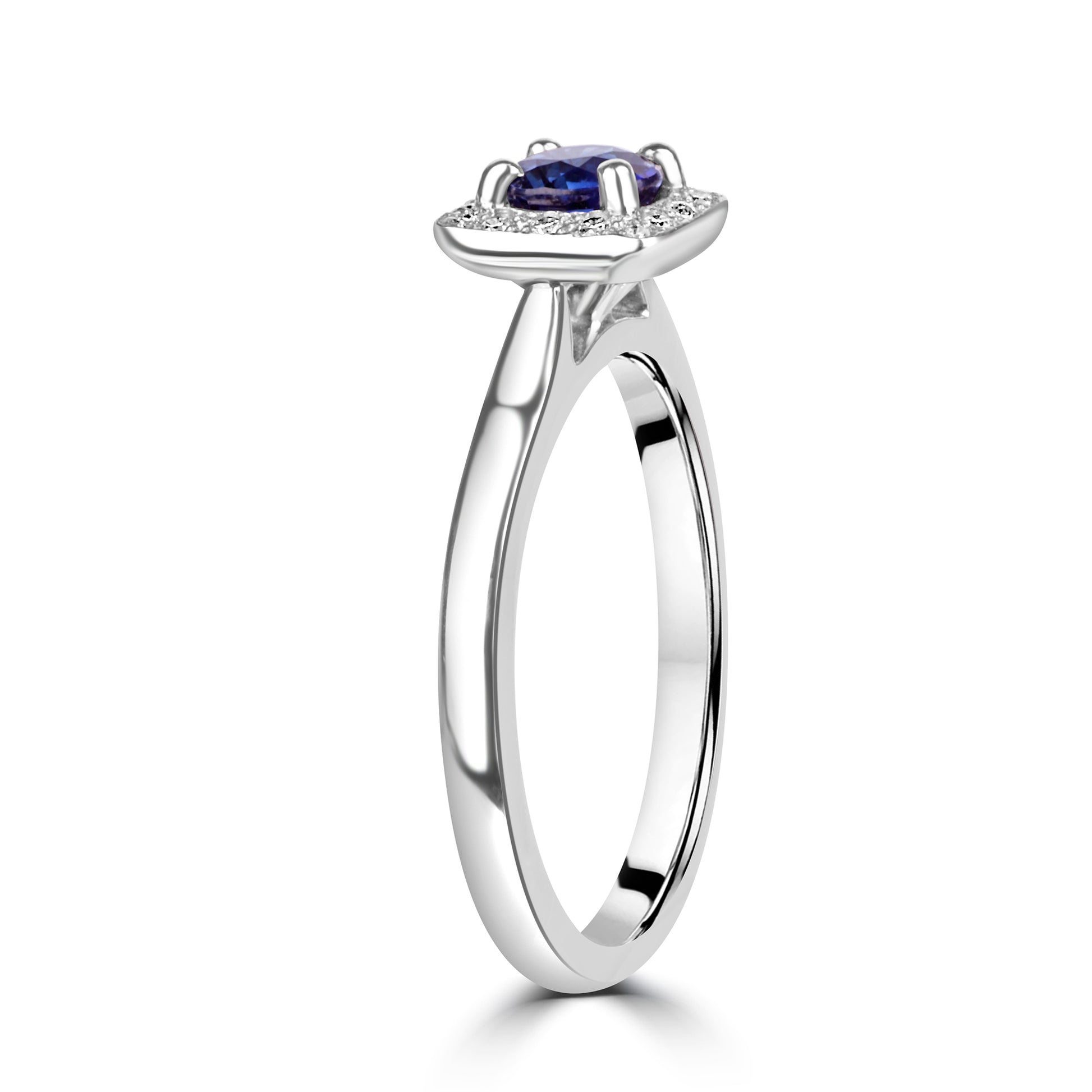 Platinum Dress Ring with 0.64ct Round Brilliant Cut Sapphire And Diamond Halo