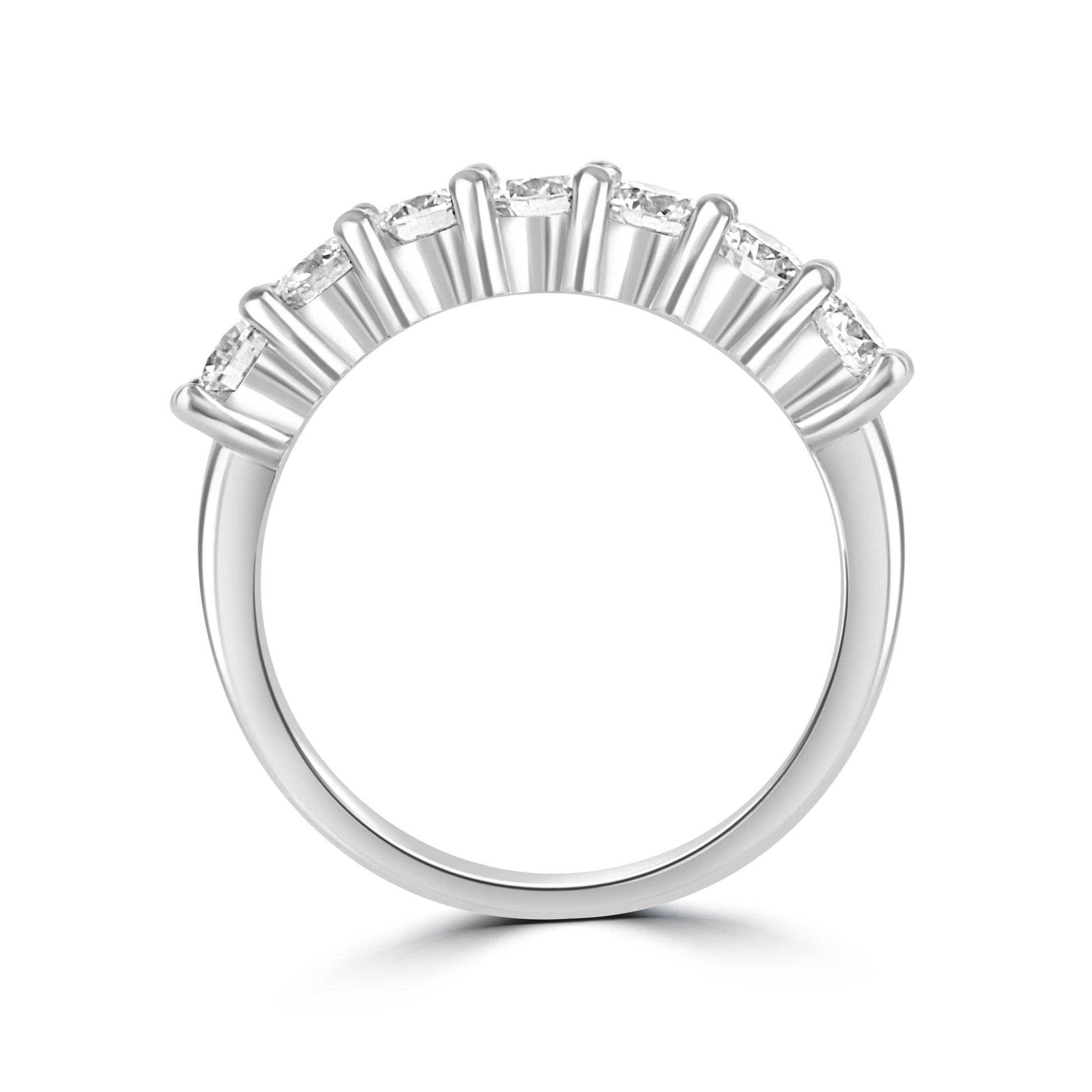 Platinum Seven Stone Round Diamond Band Ring 1.12ct Total