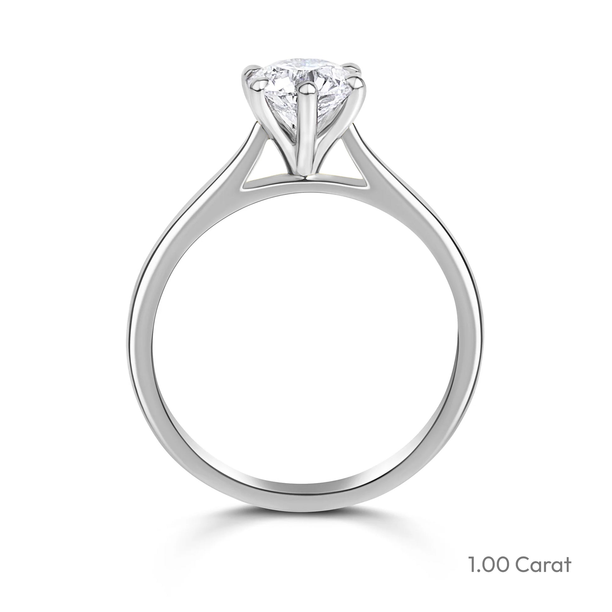 Platinum Round Brilliant Cut Lab Grown Diamond Six Claw Solitaire Engagement Ring