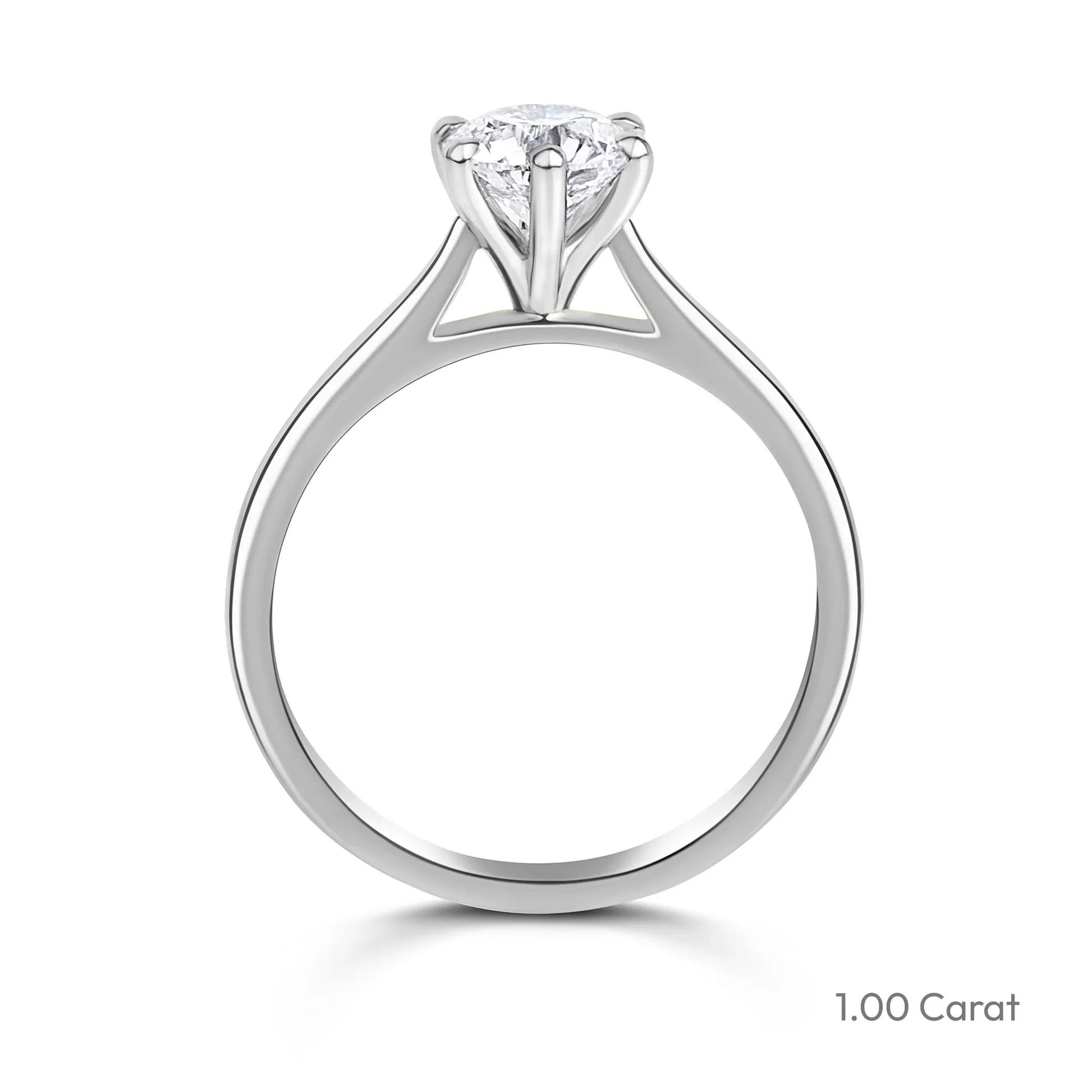 Platinum Round Brilliant Cut Natural Diamond Six Claw Solitaire Engagement Ring