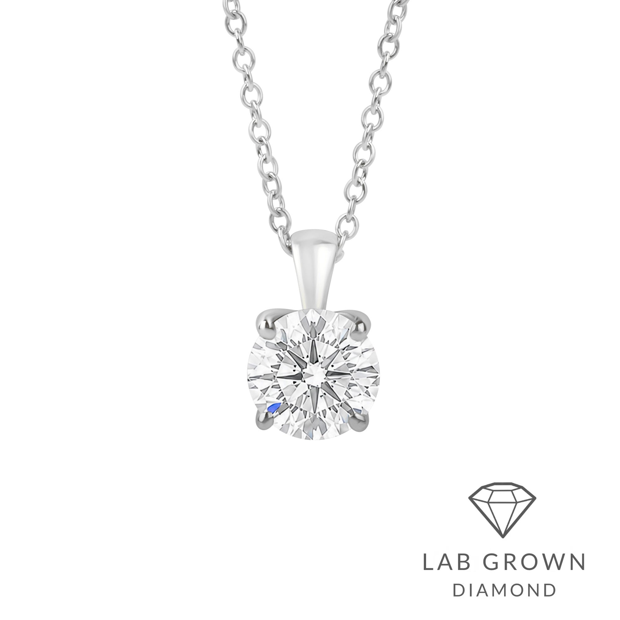 Platinum Round Lab Grown Diamond 'Tulip' Necklace
