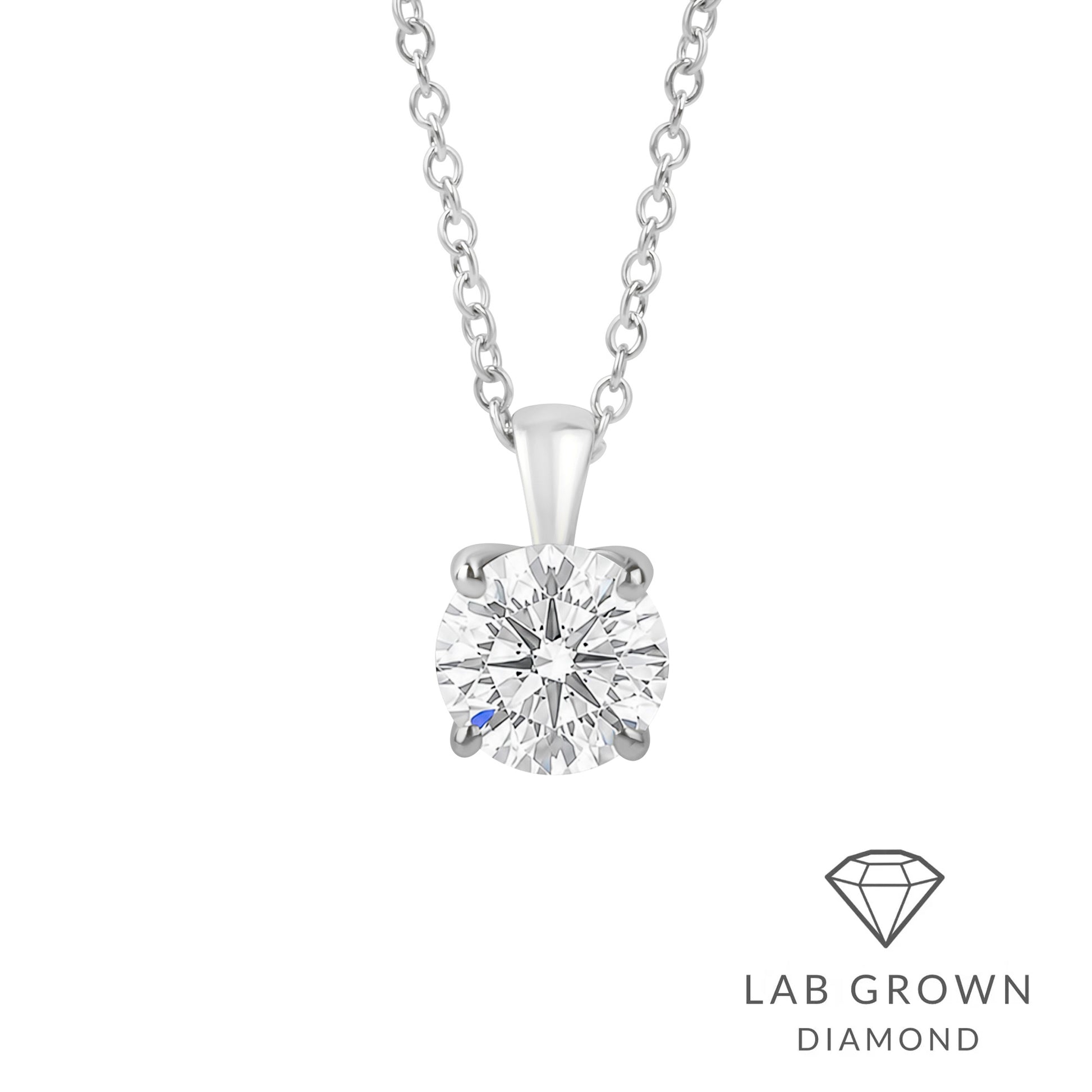 Platinum Round Lab Grown Diamond 'Tulip' Necklace