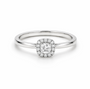 Platinum 0.30ct Cushion Cut Diamond Halo Cluster Ring