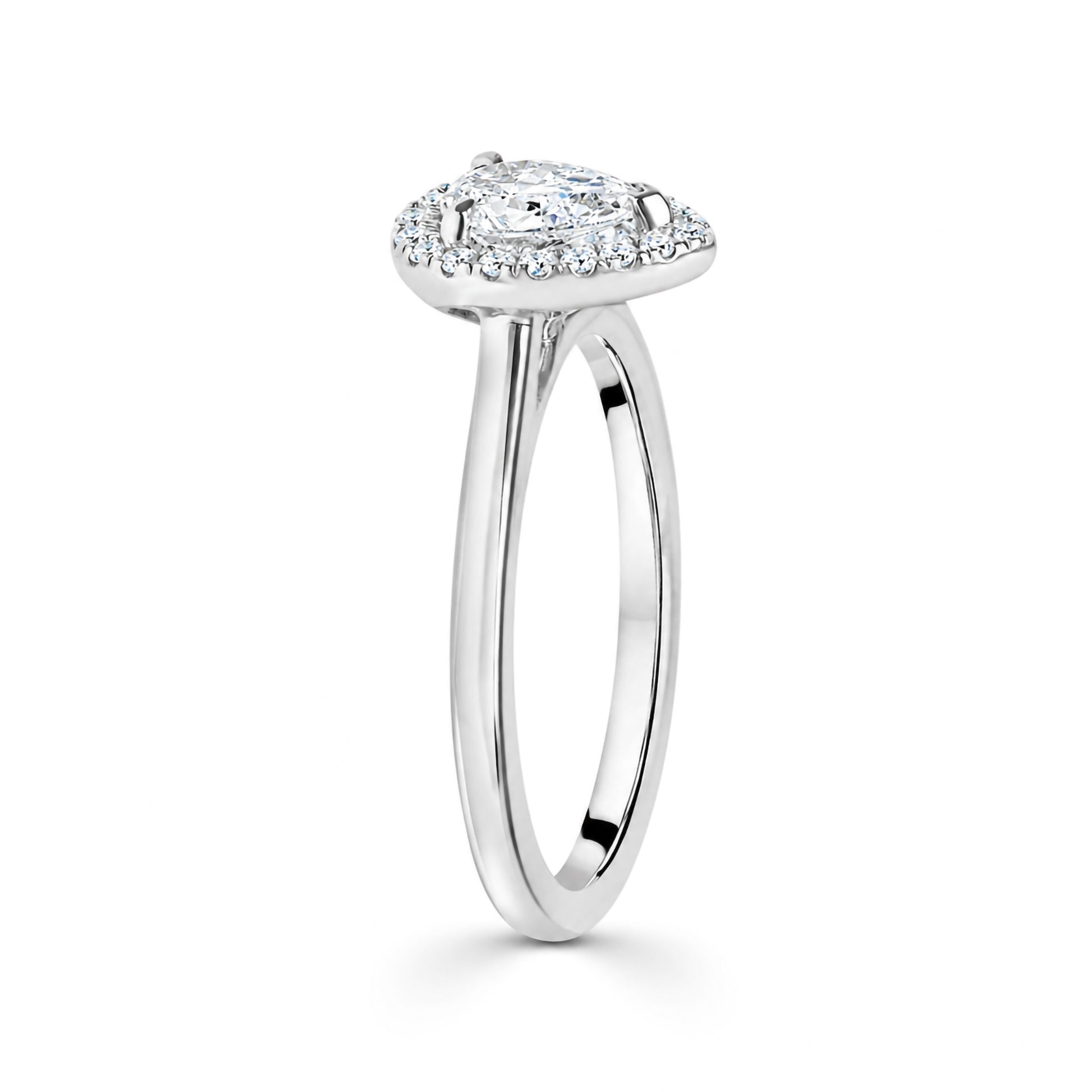 Platinum 0.50ct Pear Cut Diamond Halo Cluster Ring