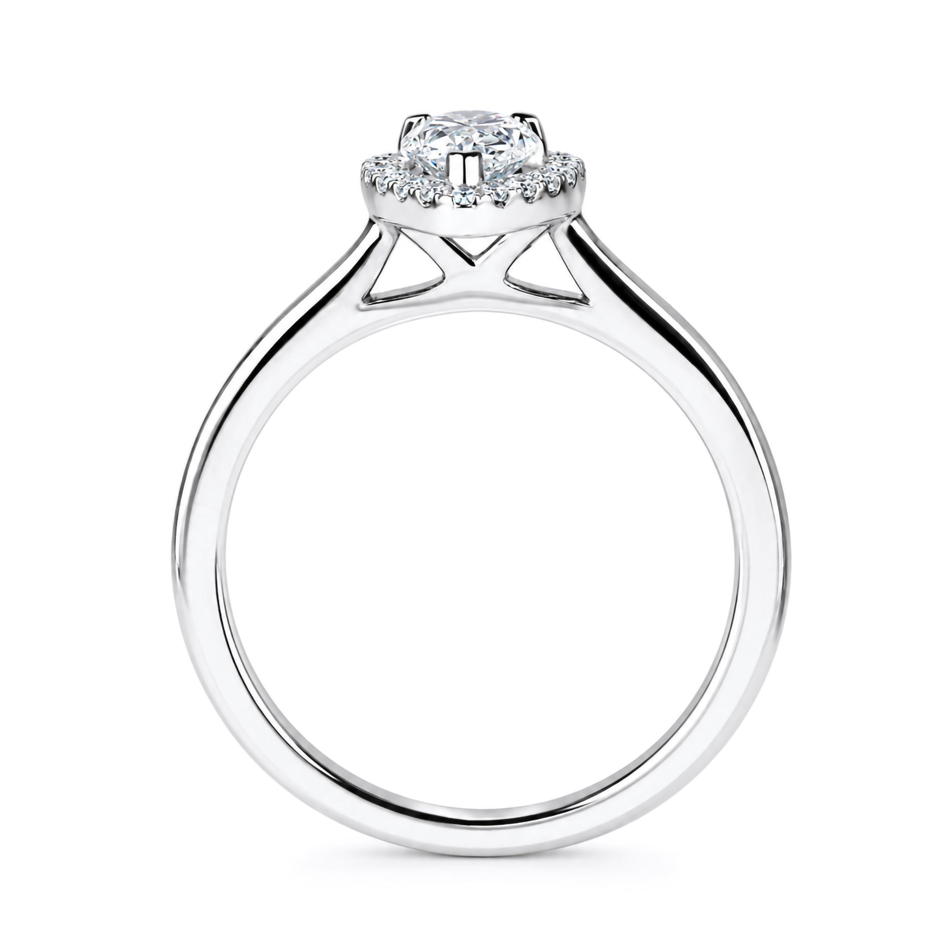 Platinum 0.50ct Pear Cut Diamond Halo Cluster Ring