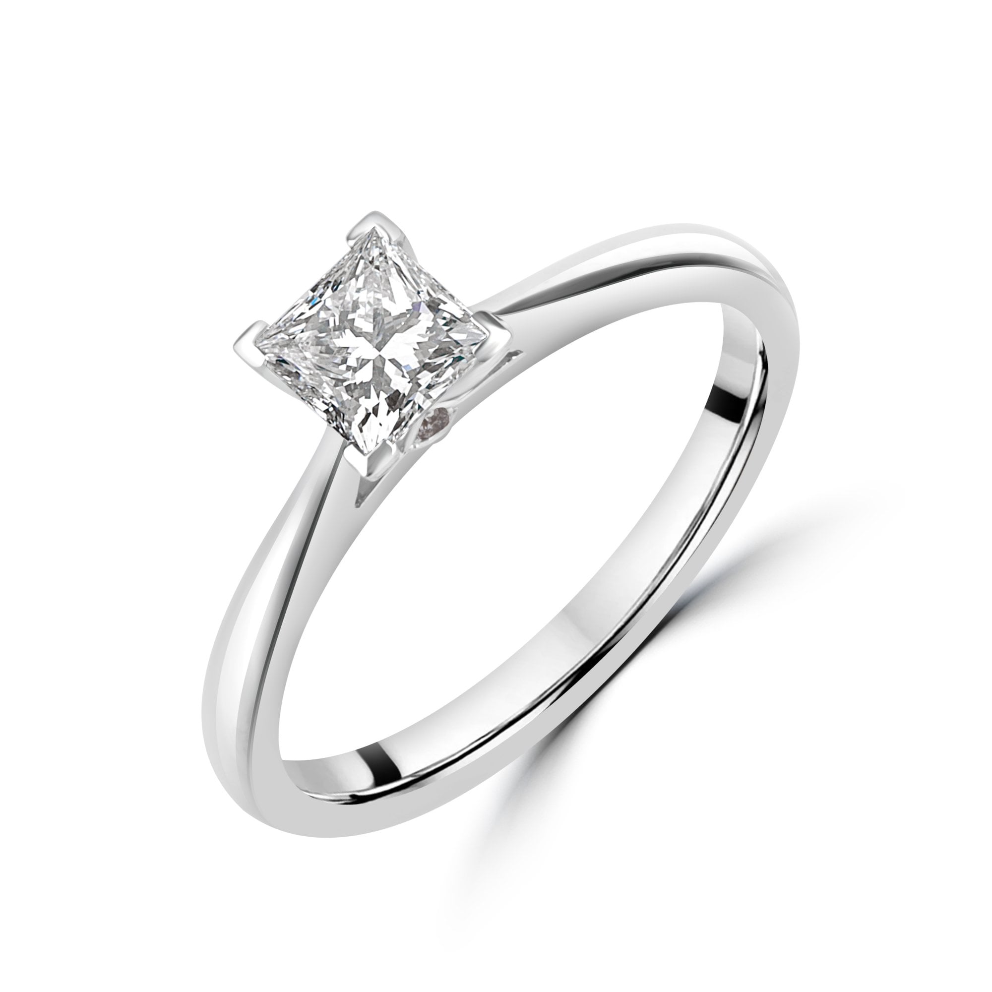 Platinum 0.50ct Princess Cut Diamond Solitaire Ring