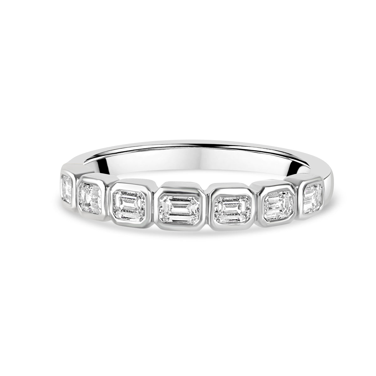 Platinum 0.61ct Emerald Cut Diamond Seven Stone Ring