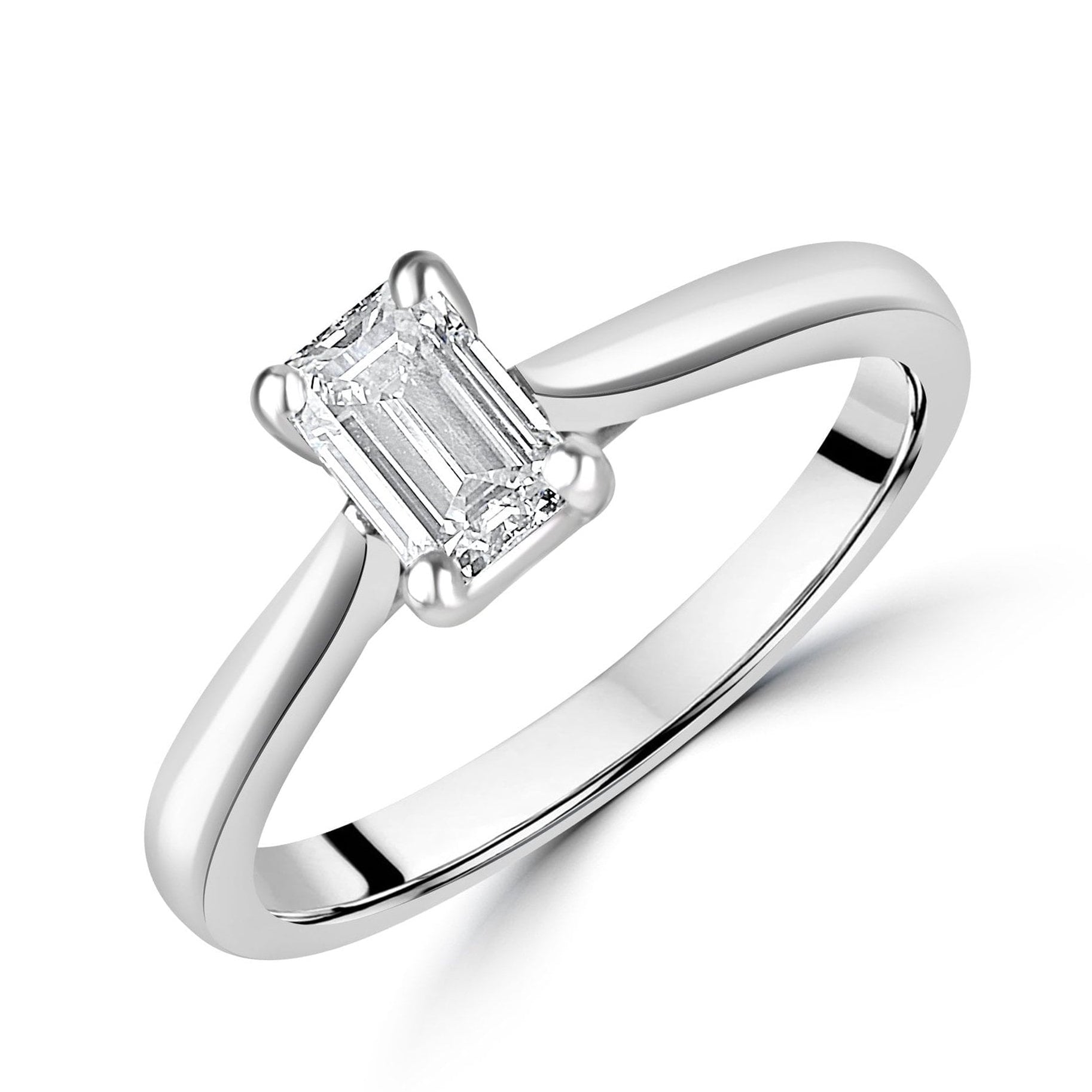 Platinum 0.62ct Emerald Lab Grown Diamond Engagement Ring