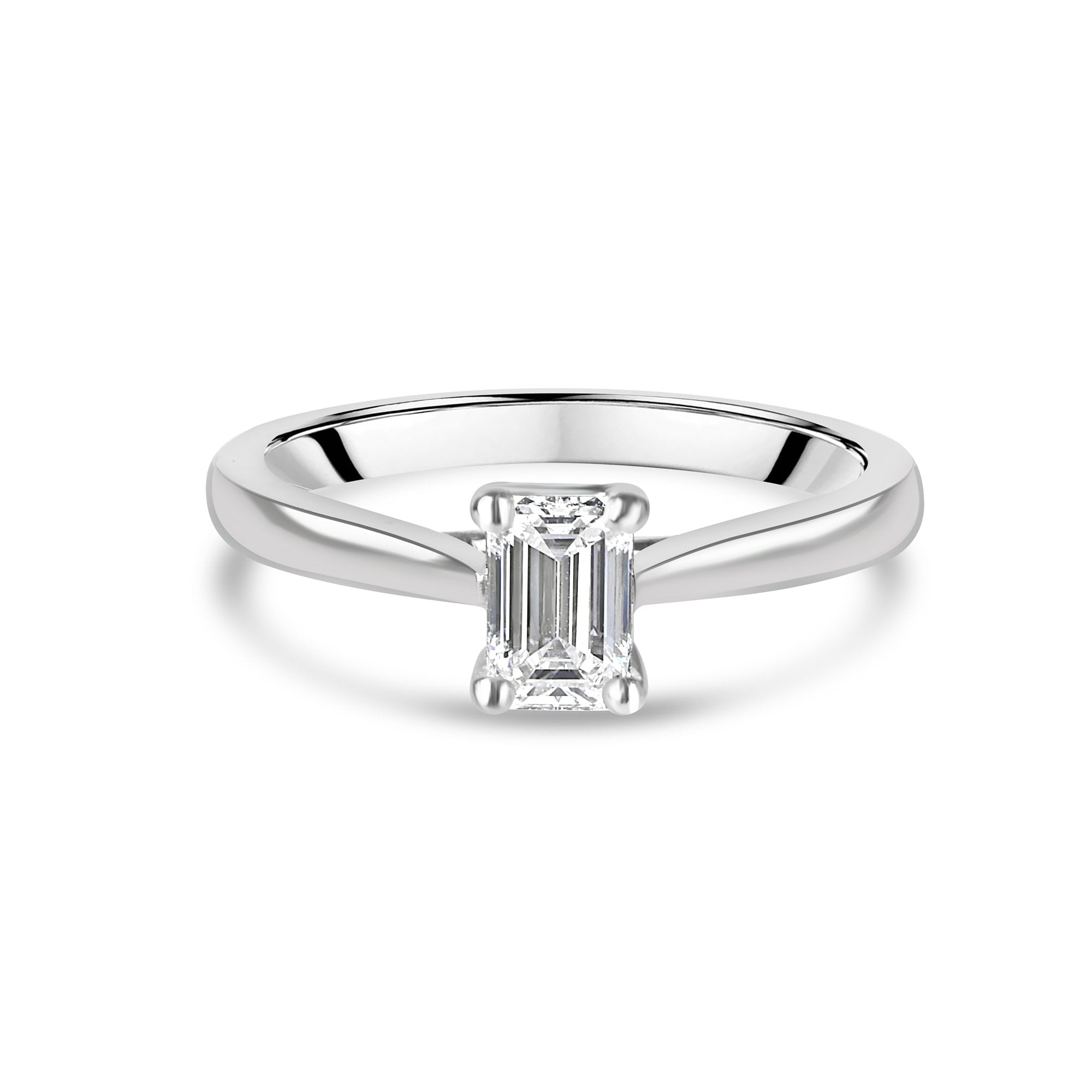 Platinum 0.62ct Emerald Lab Grown Diamond Engagement Ring