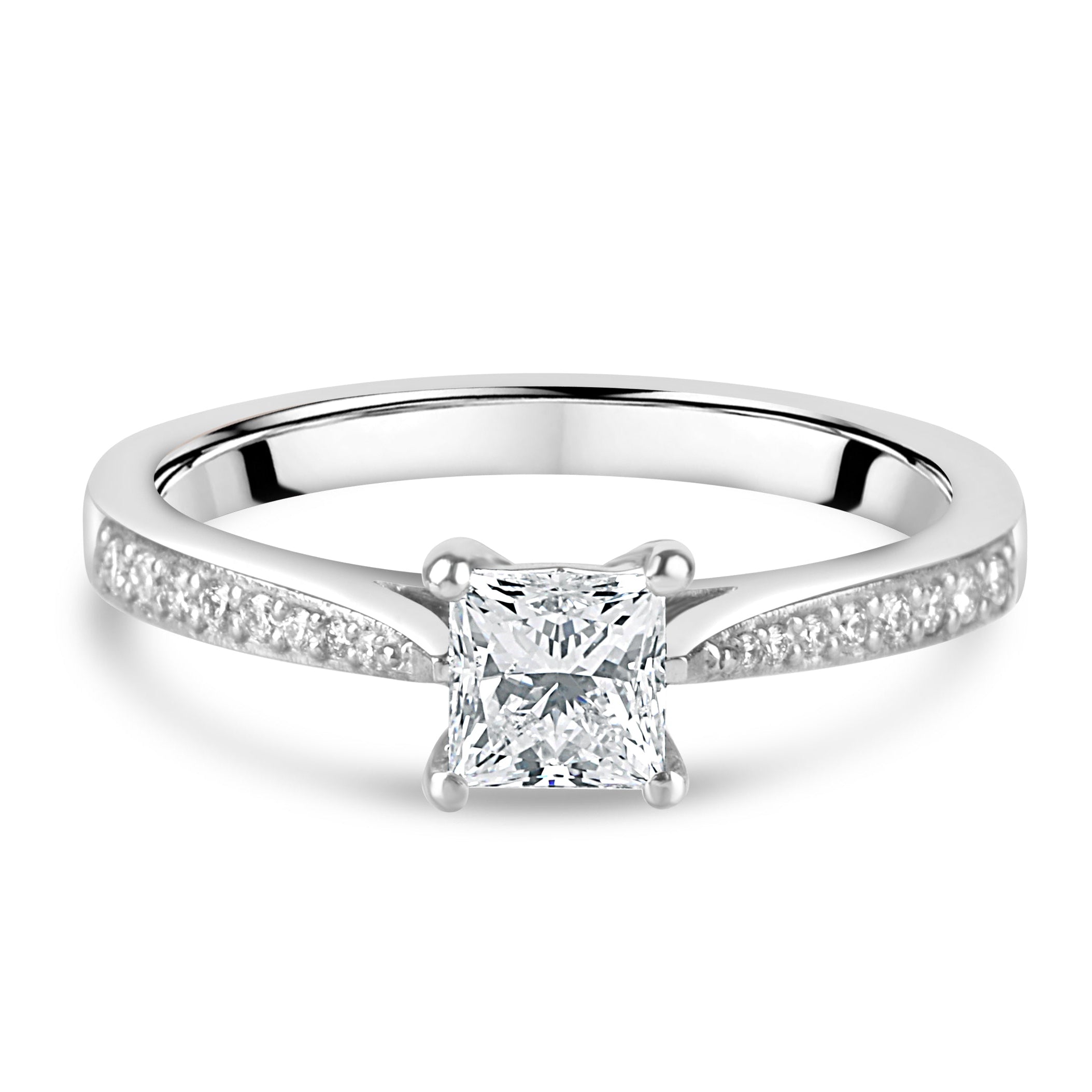 Platinum 0.65ct Princess Cut Diamond Engagement Ring and Diamond Set Band