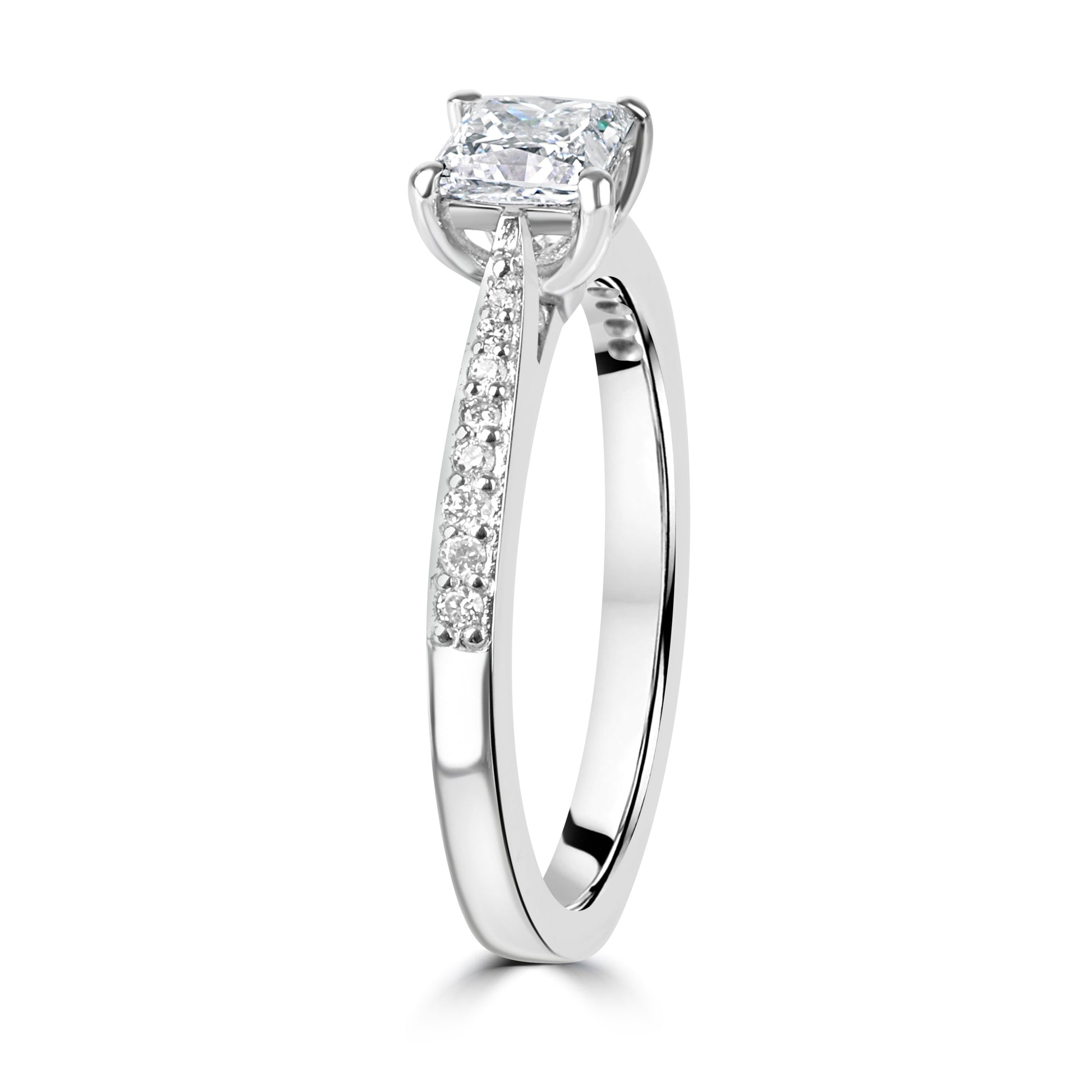 Platinum 0.65ct Princess Cut Diamond Engagement Ring and Diamond Set Band