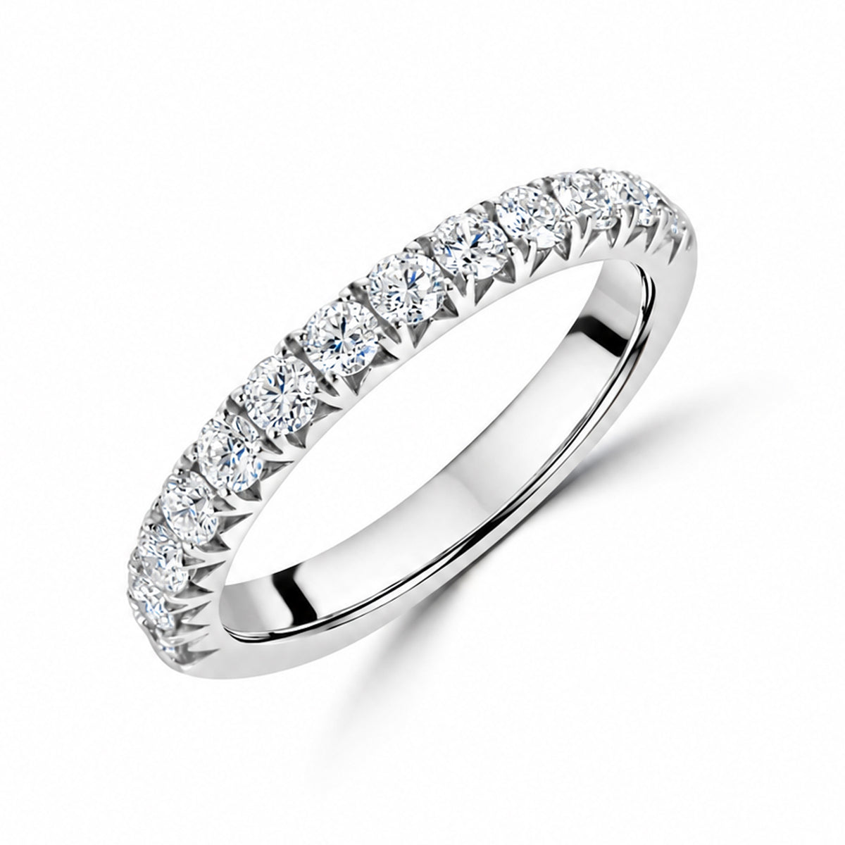 Platinum 0.75ct Round Brilliant Cut Diamond Half Eternity Ring