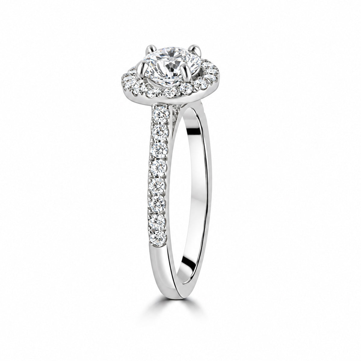 Platinum 0.90ct Round Brilliant Cut Diamond Halo Ring