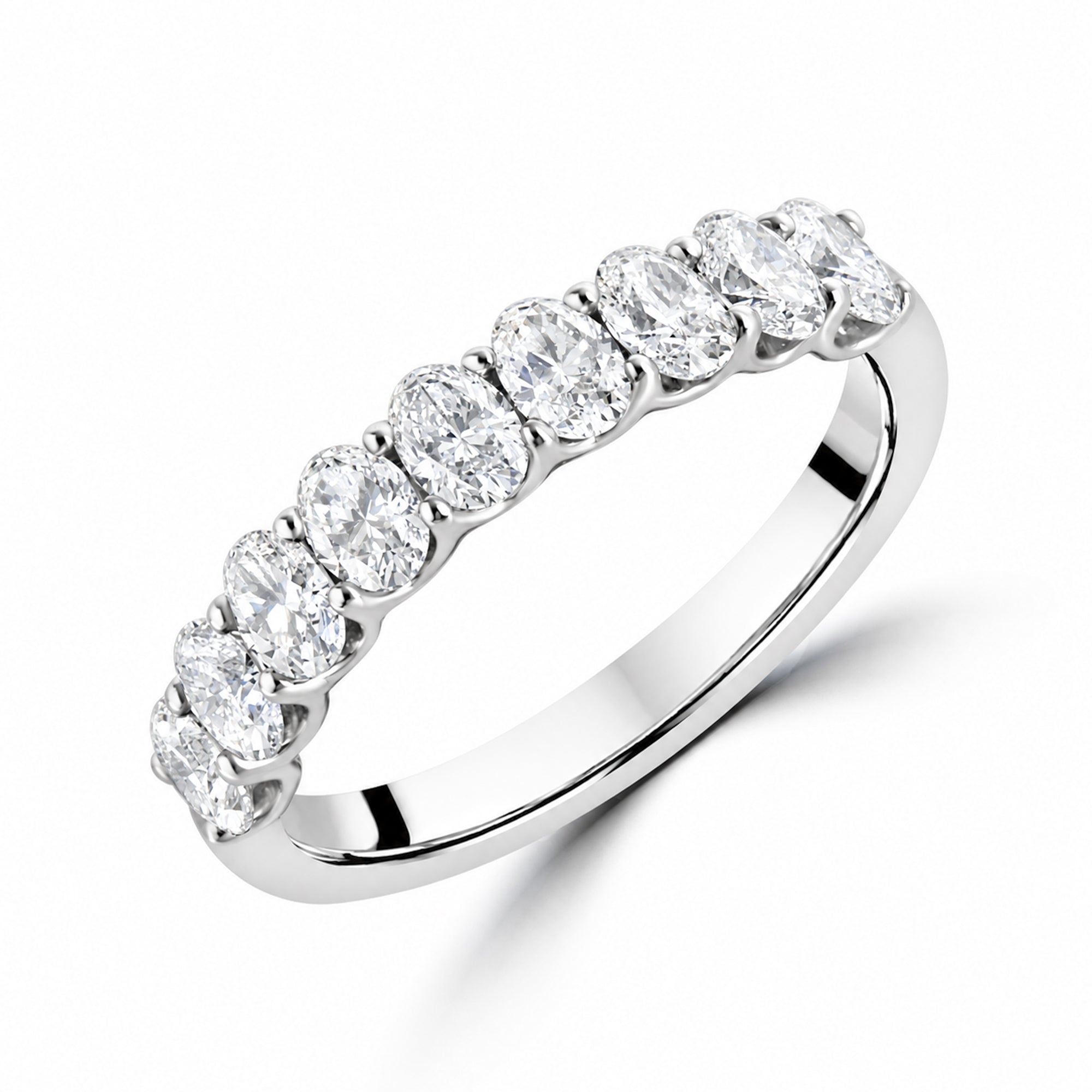 Platinum 1.10ct Oval Cut Diamond Eternity Ring