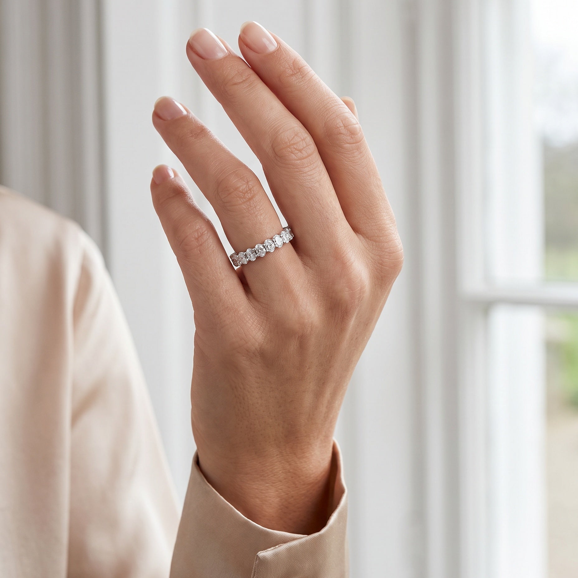 Platinum 1.10ct Oval Cut Diamond Eternity Ring