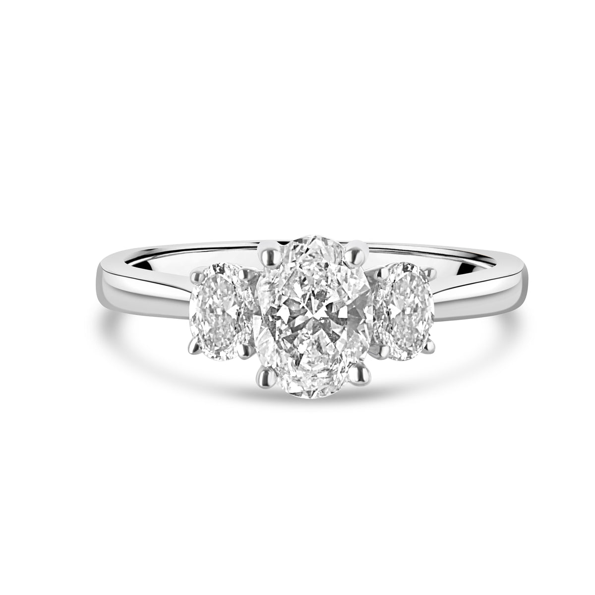 Platinum 1.26ct Oval Diamond Three Stone Ring