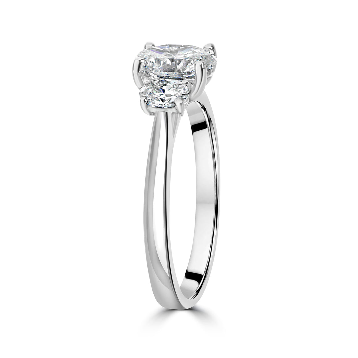 Platinum 1.26ct Oval Diamond Three Stone Ring