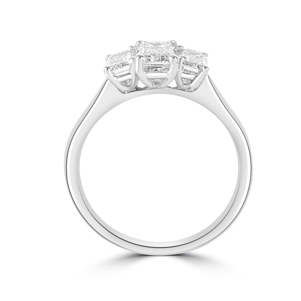 Platinum 1.31ct Emerald Cut Diamond Three Stone Ring