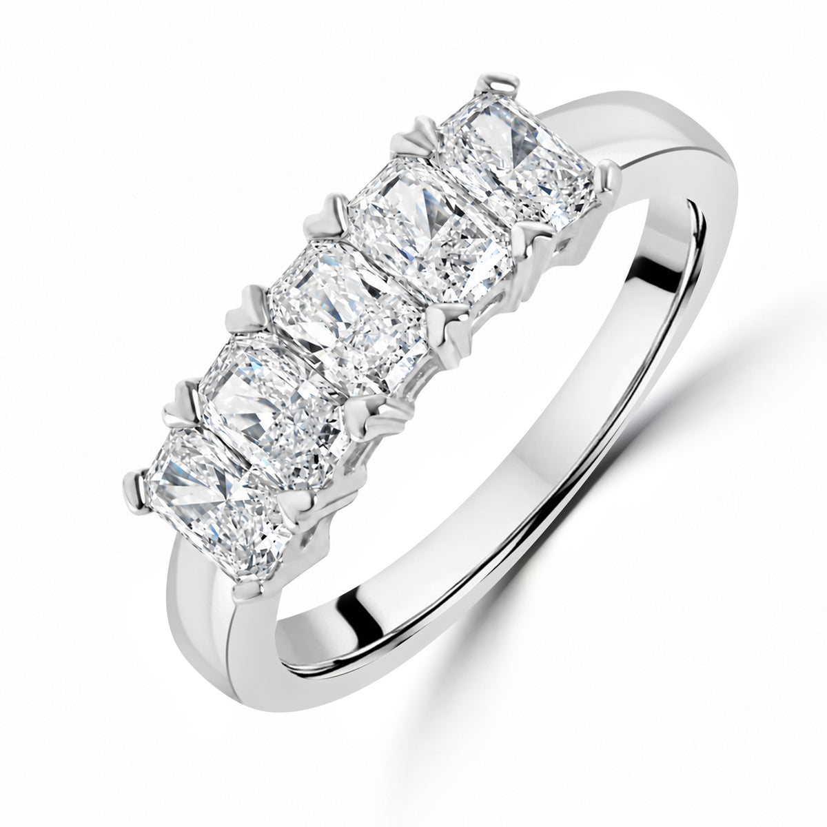 Platinum 1.45ct Radiant Cut Diamond Five-Stone Ring