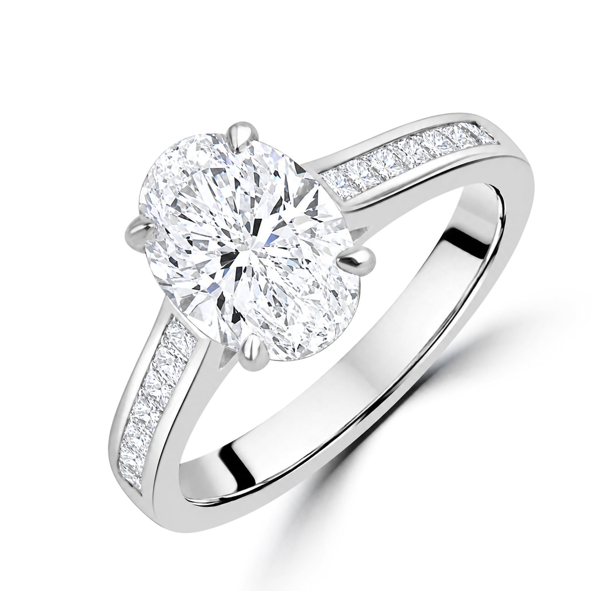 Platinum 1.50ct Oval IF Clarity Diamond With Diamond Set Band and GIA Certificate Pre-Owned Ring