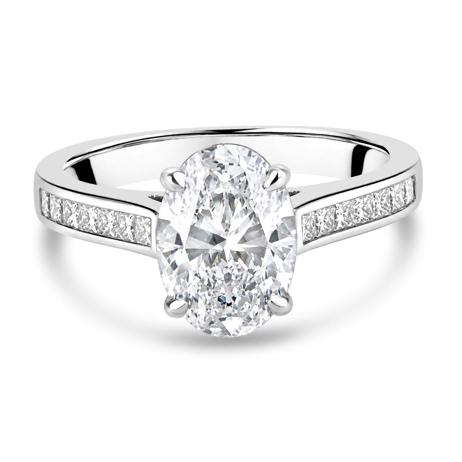 Platinum 1.50ct Oval IF Clarity Diamond With Diamond Set Band and GIA Certificate Pre-Owned Ring