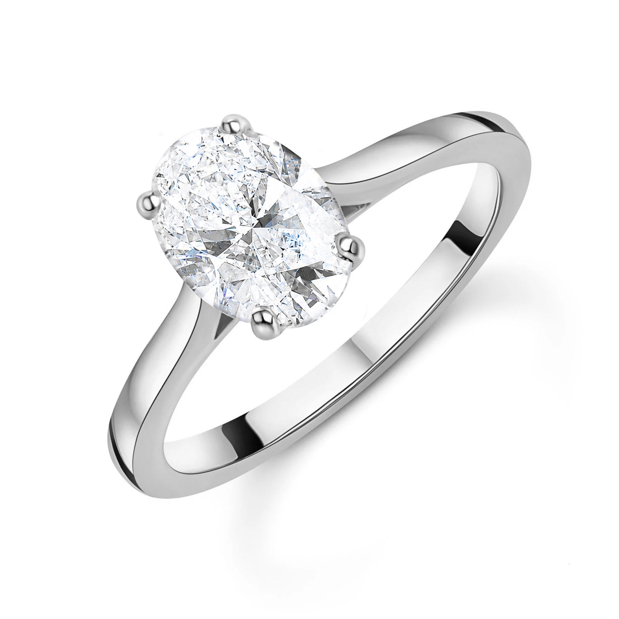 Platinum 1.50ct Oval Lab Grown Diamond 'Elizabeth' Solitaire Ring