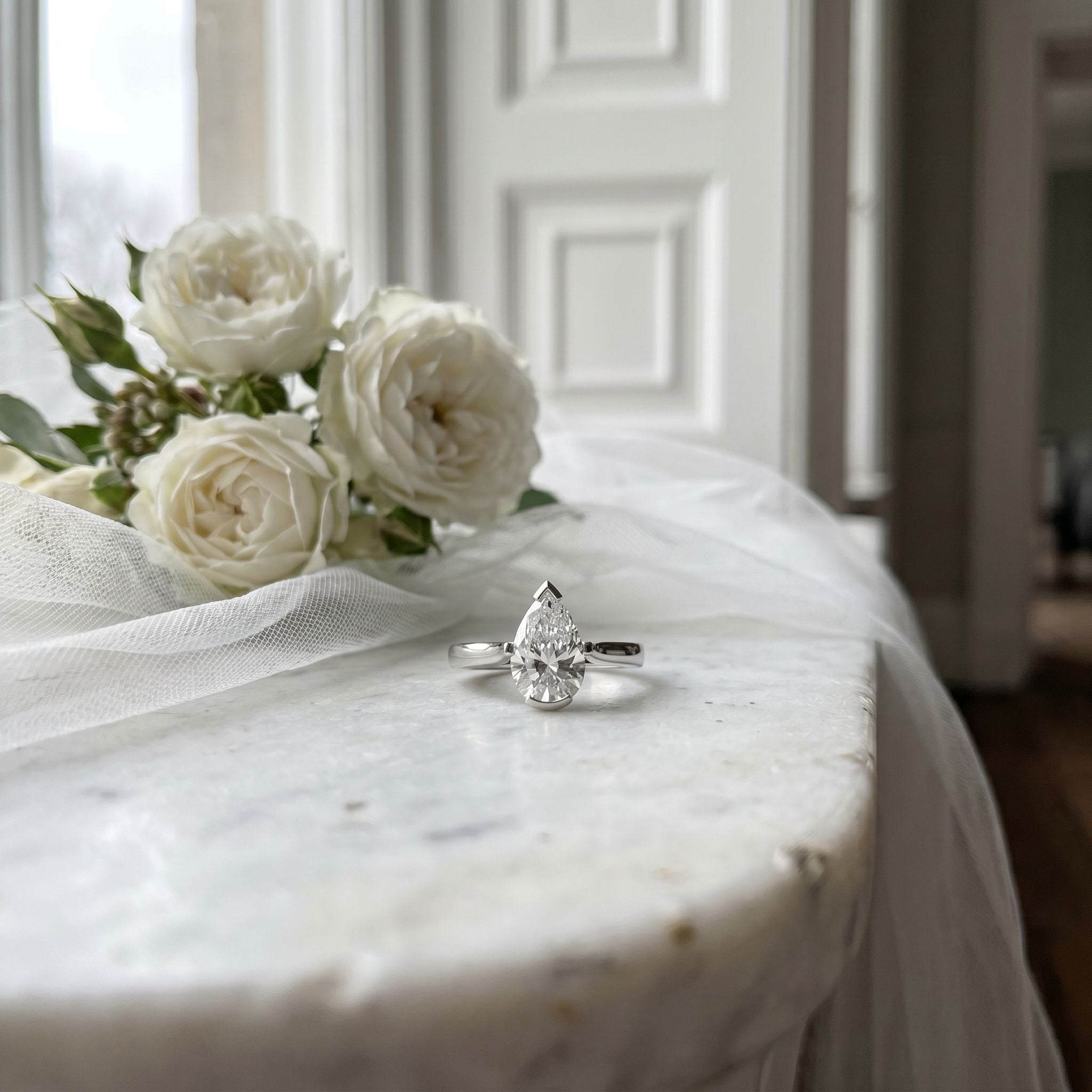 Platinum 1.50ct Pear Cut Lab Grown Diamond Solitaire