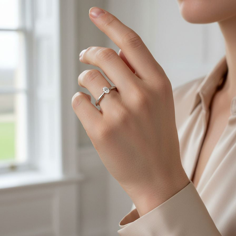 Platinum 1ct Oval Lab Grown Diamond 'Rosa' Solitaire Ring