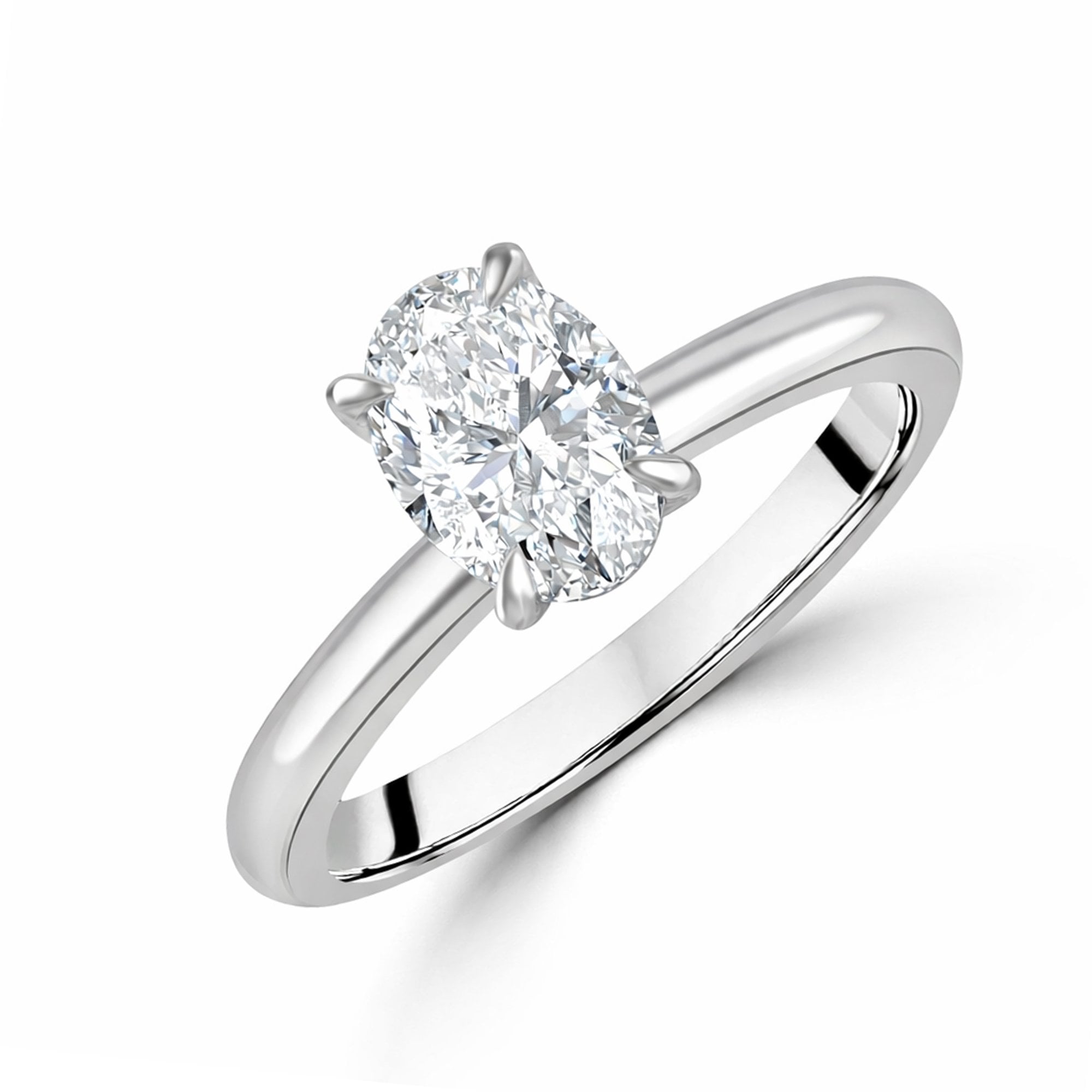 Platinum 1ct Oval Lab Grown Diamond 'Rosa' Solitaire Ring