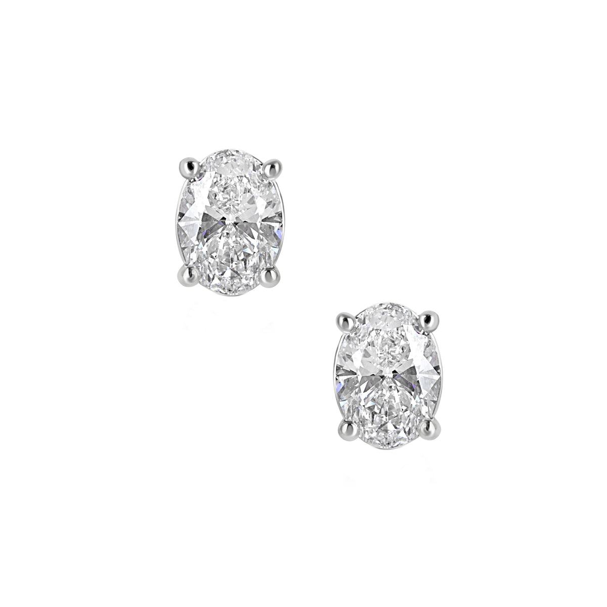Platinum 2.00ct Oval Brilliant Lab Grown Diamond Stud Earrings