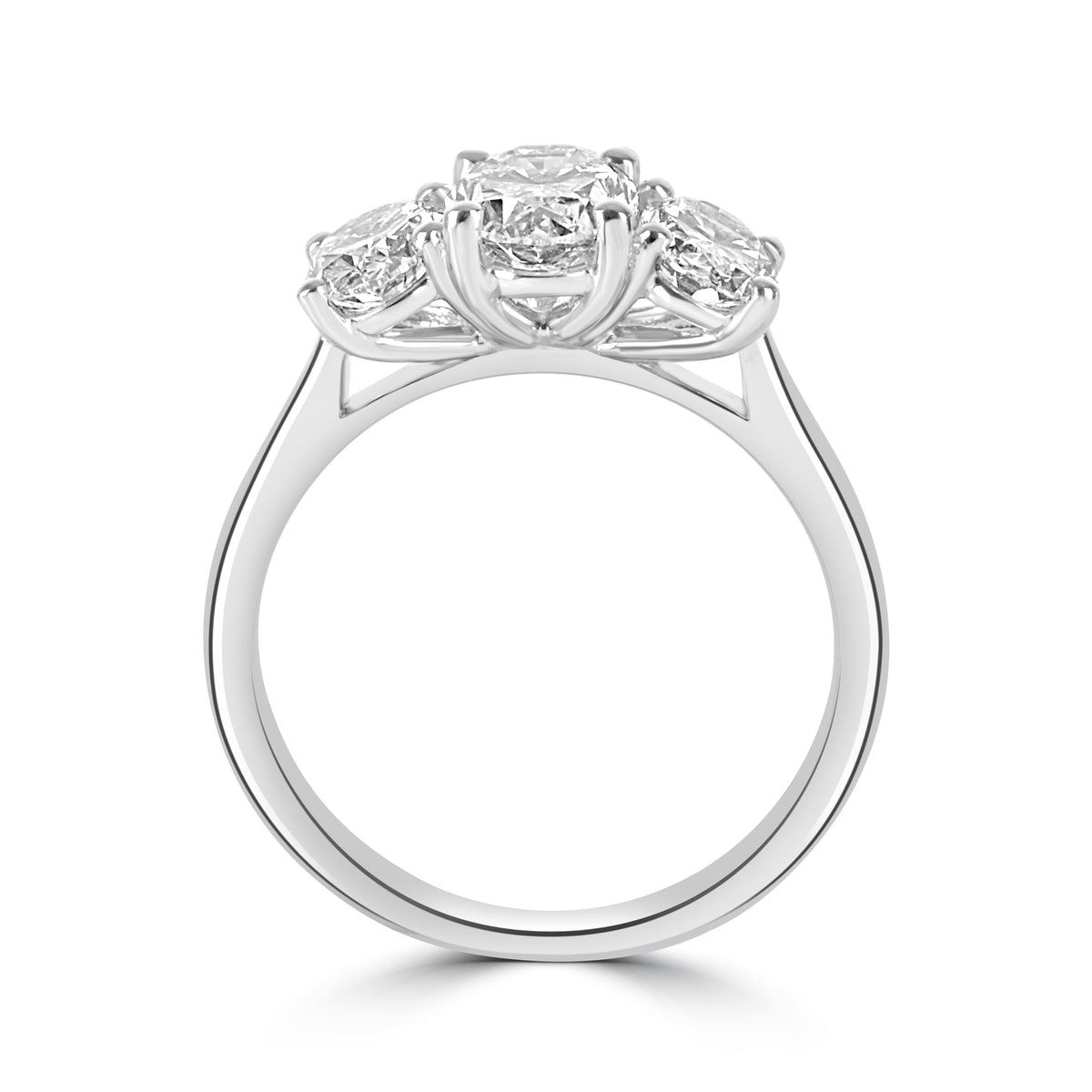 Platinum 2.00ct Oval Three Stone Natural Diamond Ring