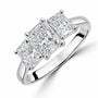 Platinum 2.01ct Three Stone Radiant Cut Diamond Pre-Owned Ring