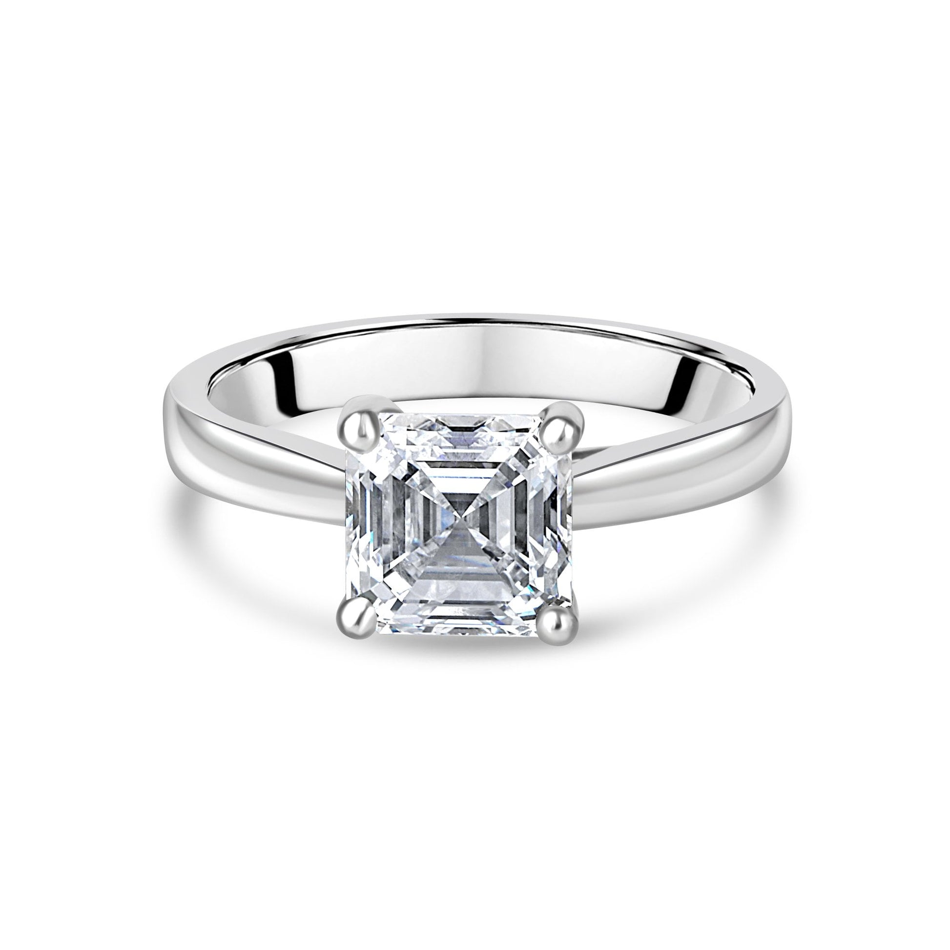 Platinum 2.02ct Asscher Cut Lab Grown Diamond Engagement Ring