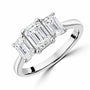 Platinum 2.09ct Three Stone Emerald Lab Grown Diamond Ring
