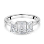 Platinum 2.09ct Three Stone Emerald Lab Grown Diamond Ring
