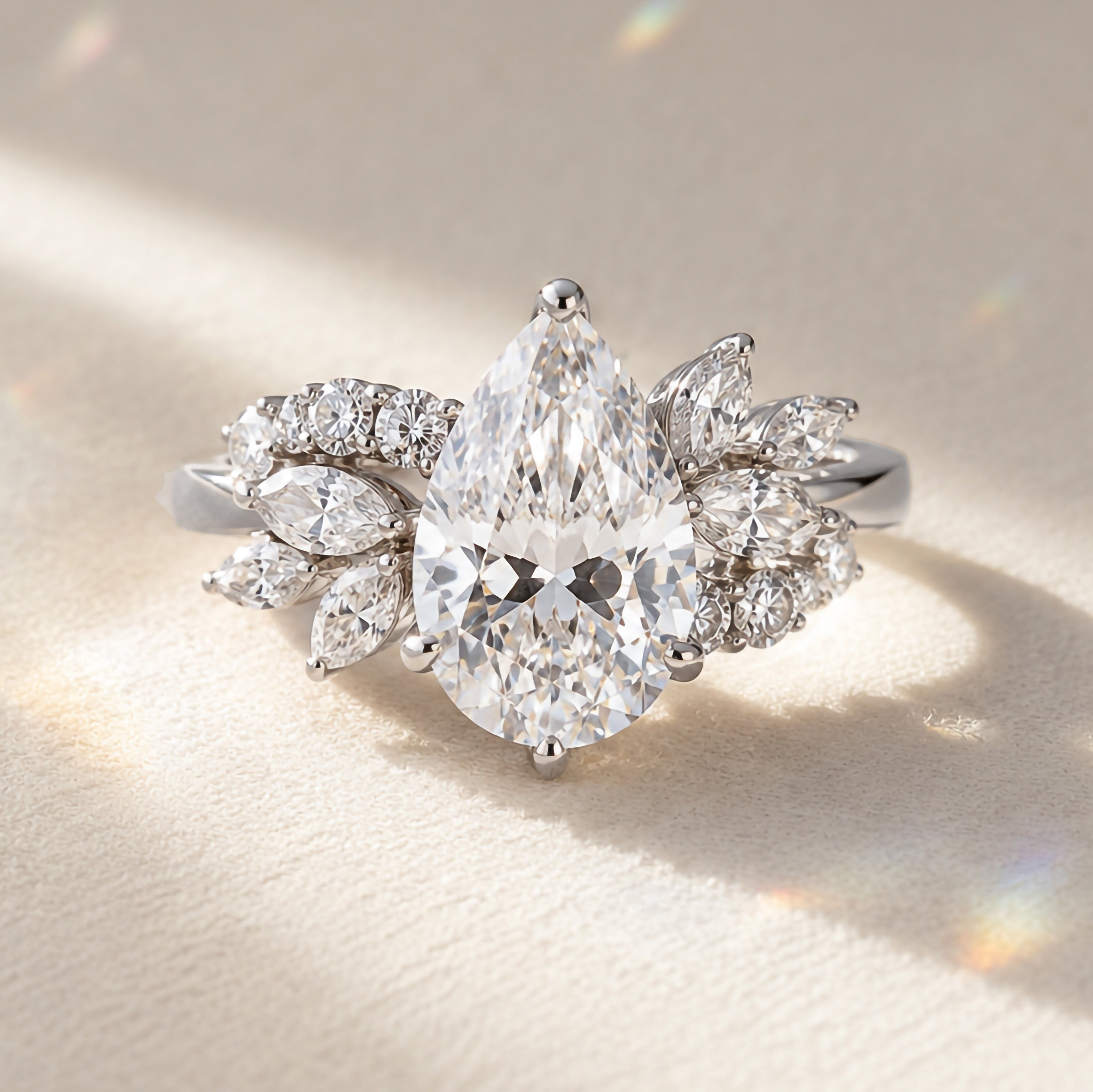 Platinum 2.44ct Pear Cut Vintage Diamond Pre-Owned Ring