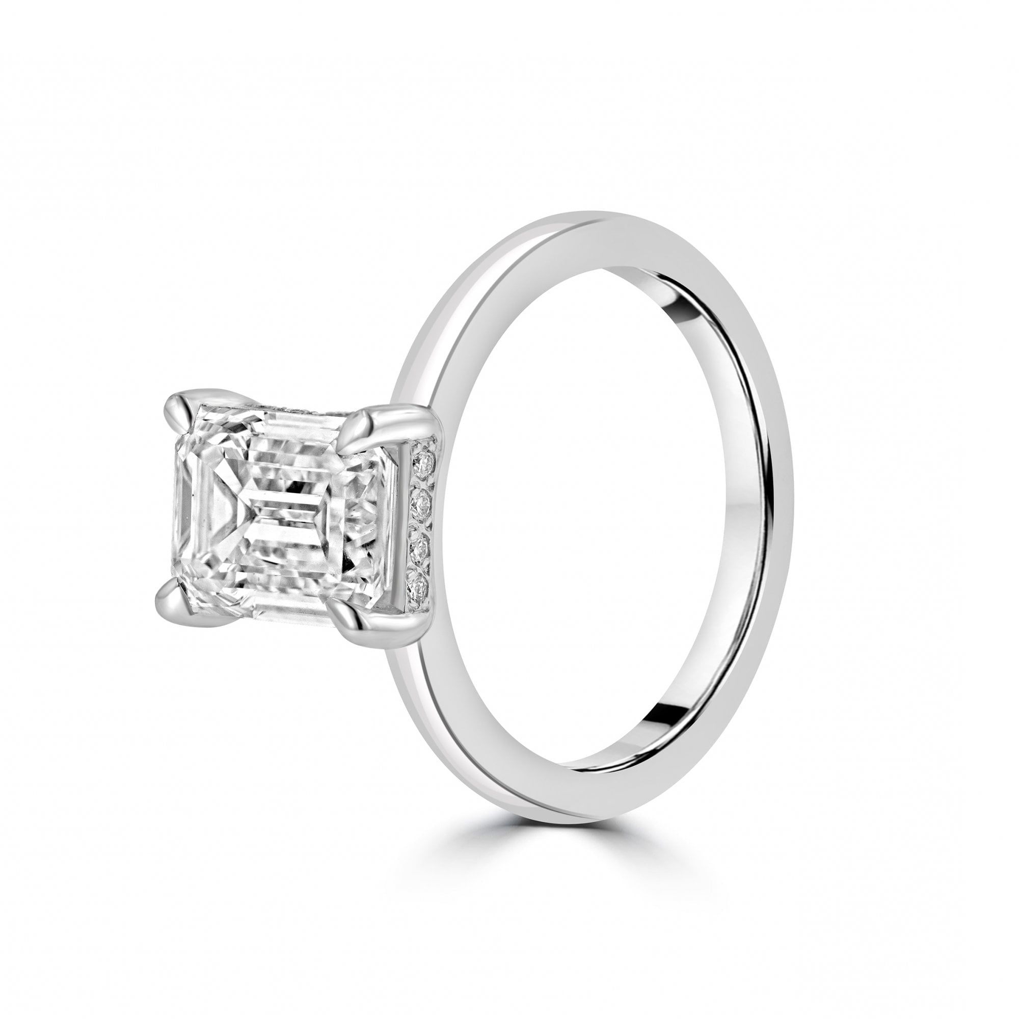 Platinum 2.81ct Emerald Cut Lab Grown Diamond 'Isabella' Engagement Ring