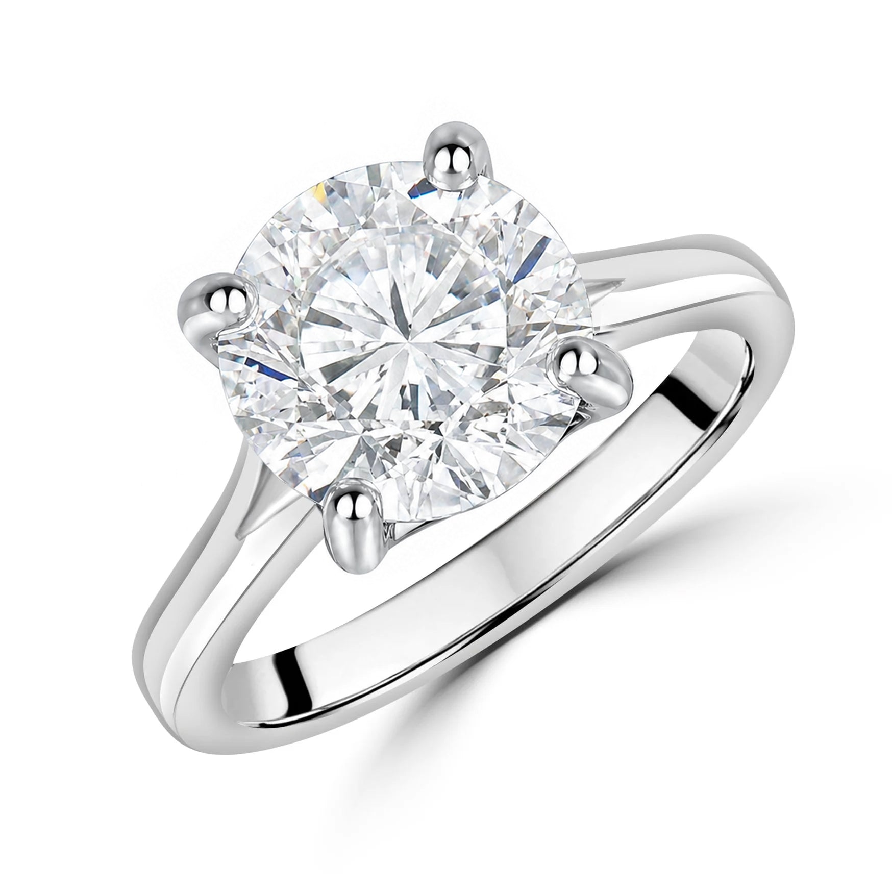 Platinum 4.04ct RBC Solitaire Lab Grown Diamond Engagement Ring ...