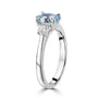 Platinum Aquamarine and Diamond Three Stone Ring
