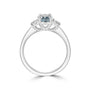 Platinum Aquamarine and Diamond Three Stone Ring