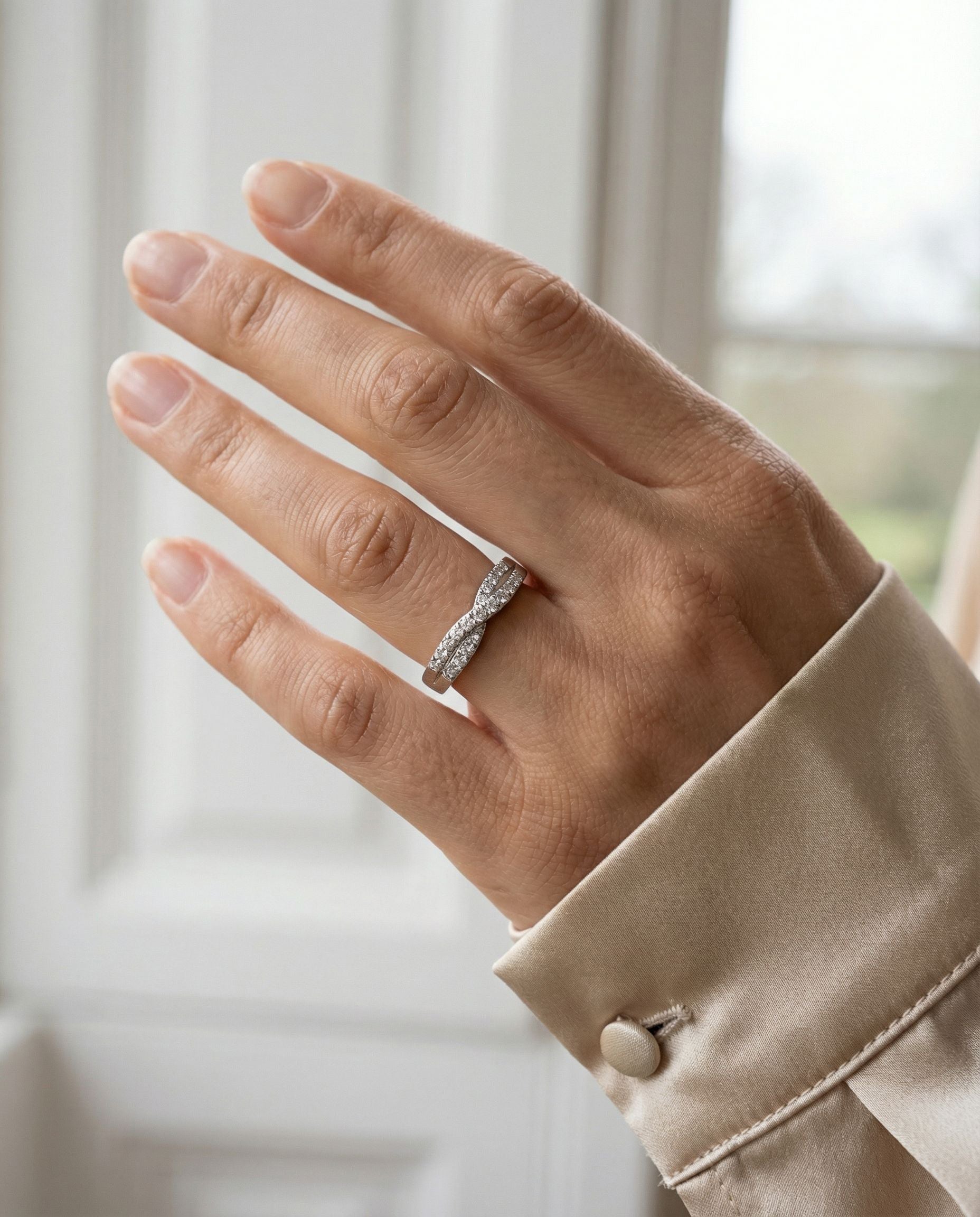 Platinum Crossover Diamond Ring