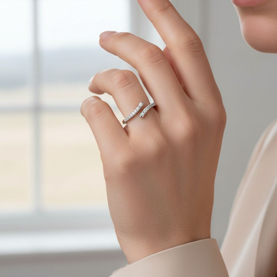 Platinum Diamond 0.37ct Total Open Crossover Dress Ring