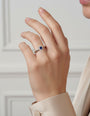 Platinum Dress Ring with 0.64ct Round Brilliant Cut Sapphire And Diamond Halo