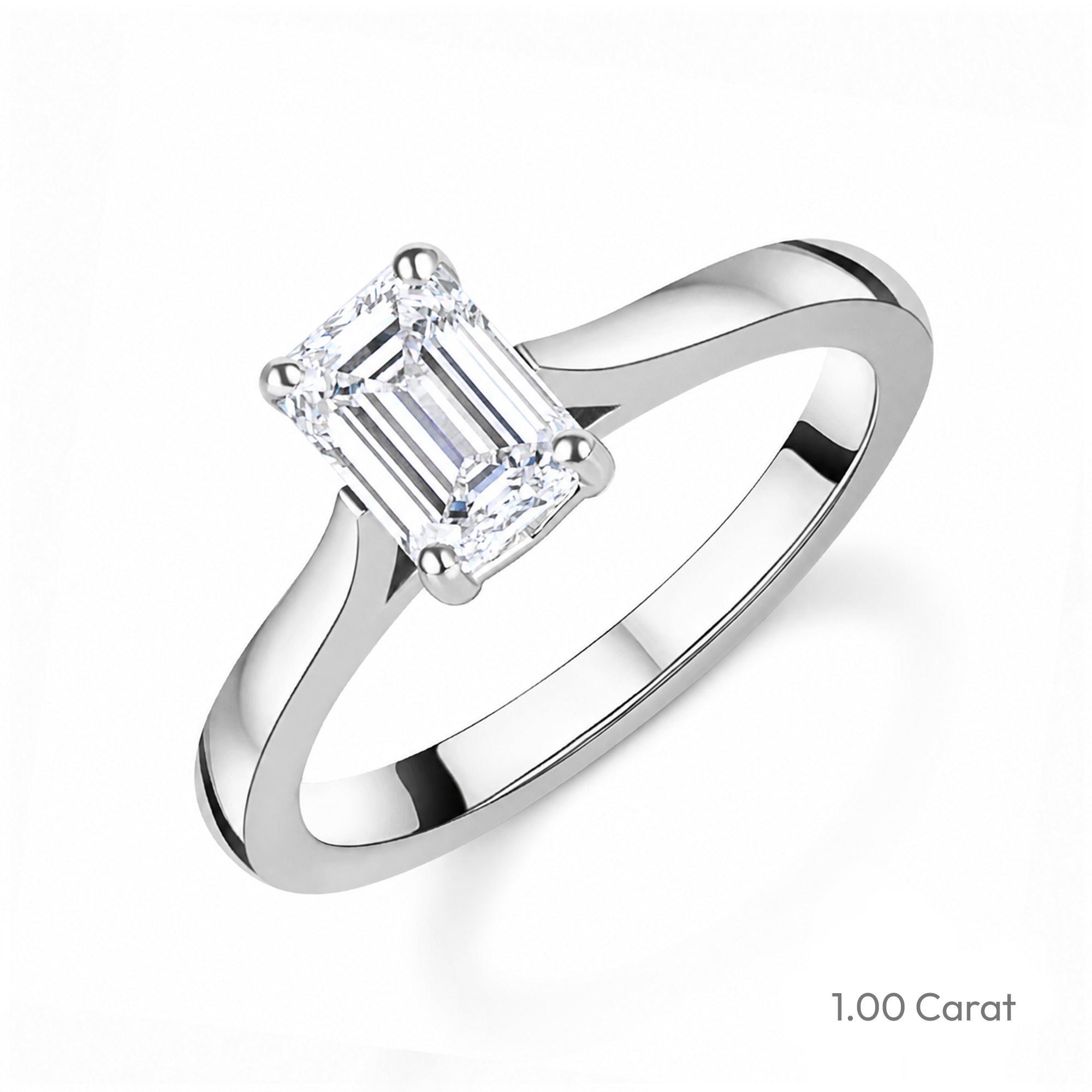 Platinum Emerald Cut Lab Grown Diamond Solitaire Engagement Ring