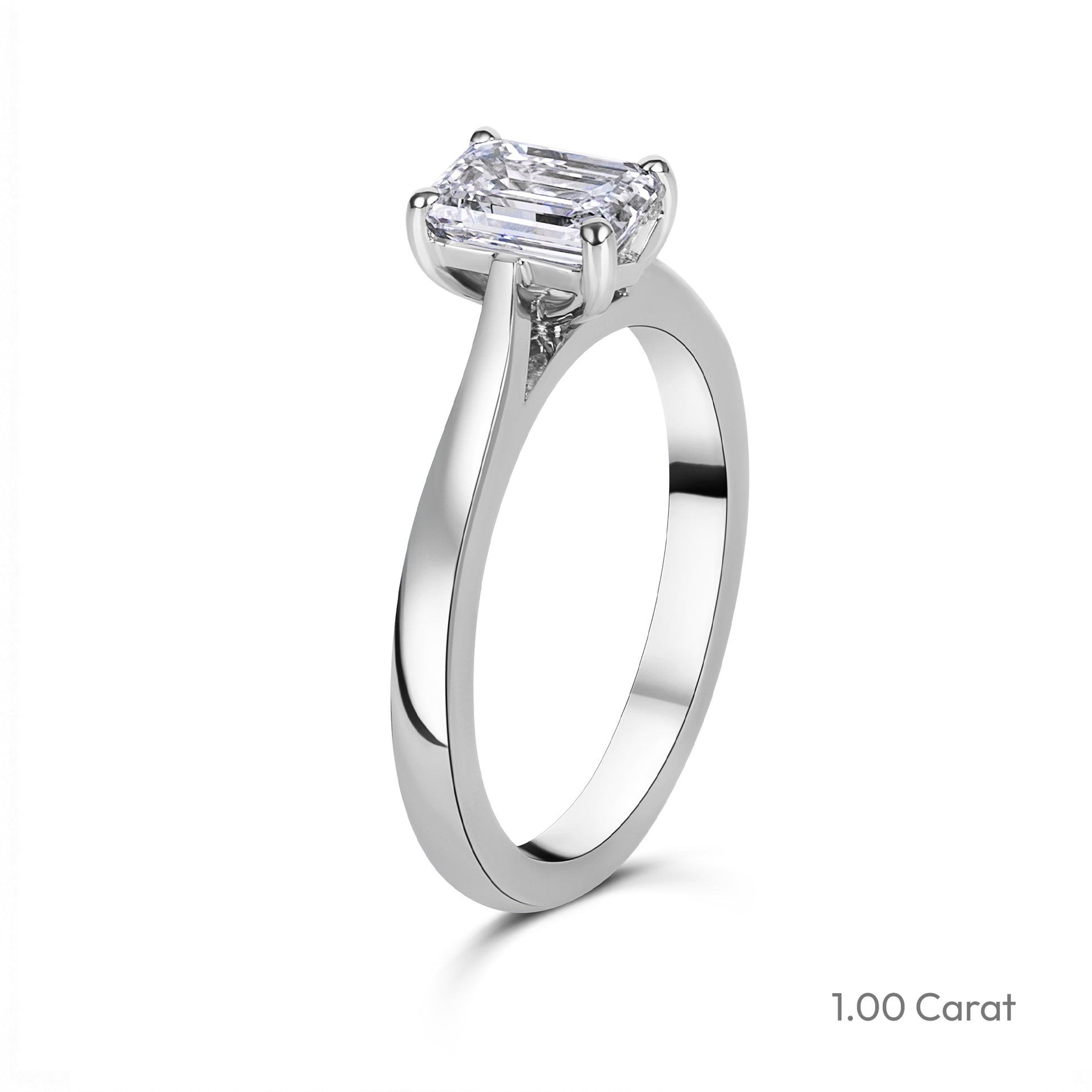 Platinum Emerald Cut Lab Grown Diamond Solitaire Engagement Ring
