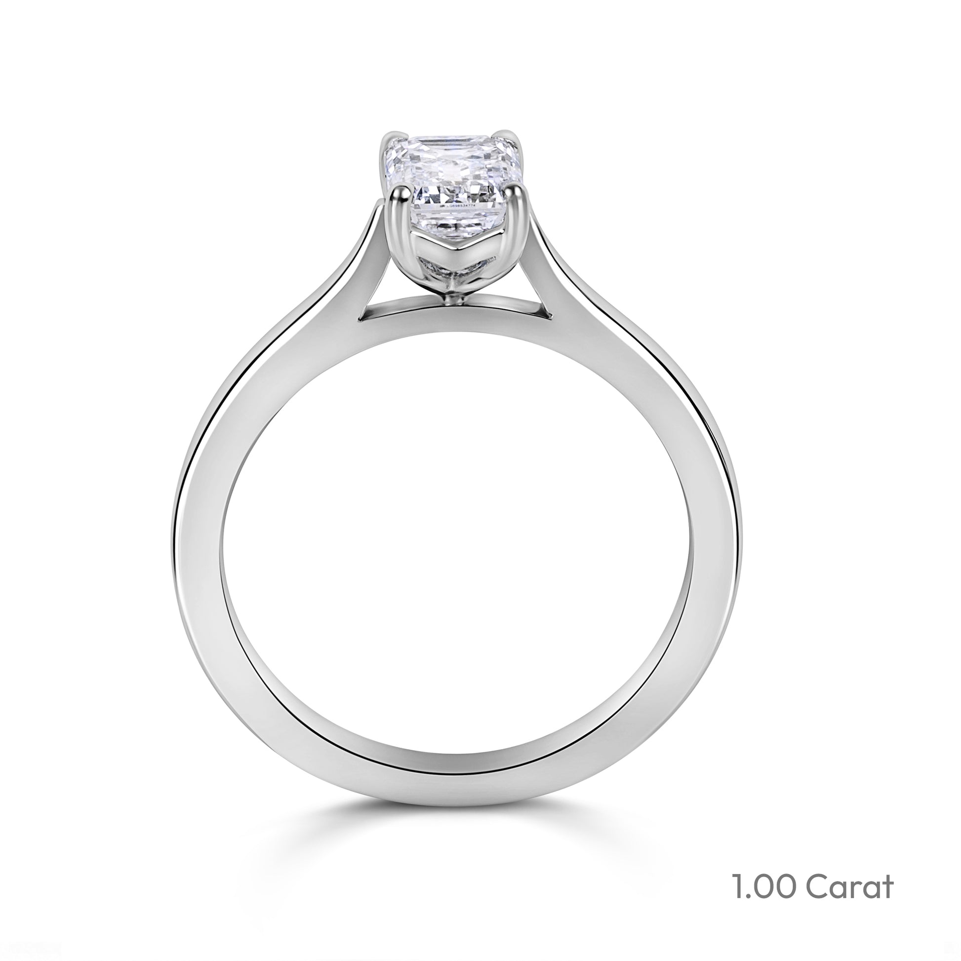 Platinum Emerald Cut Lab Grown Diamond Solitaire Engagement Ring