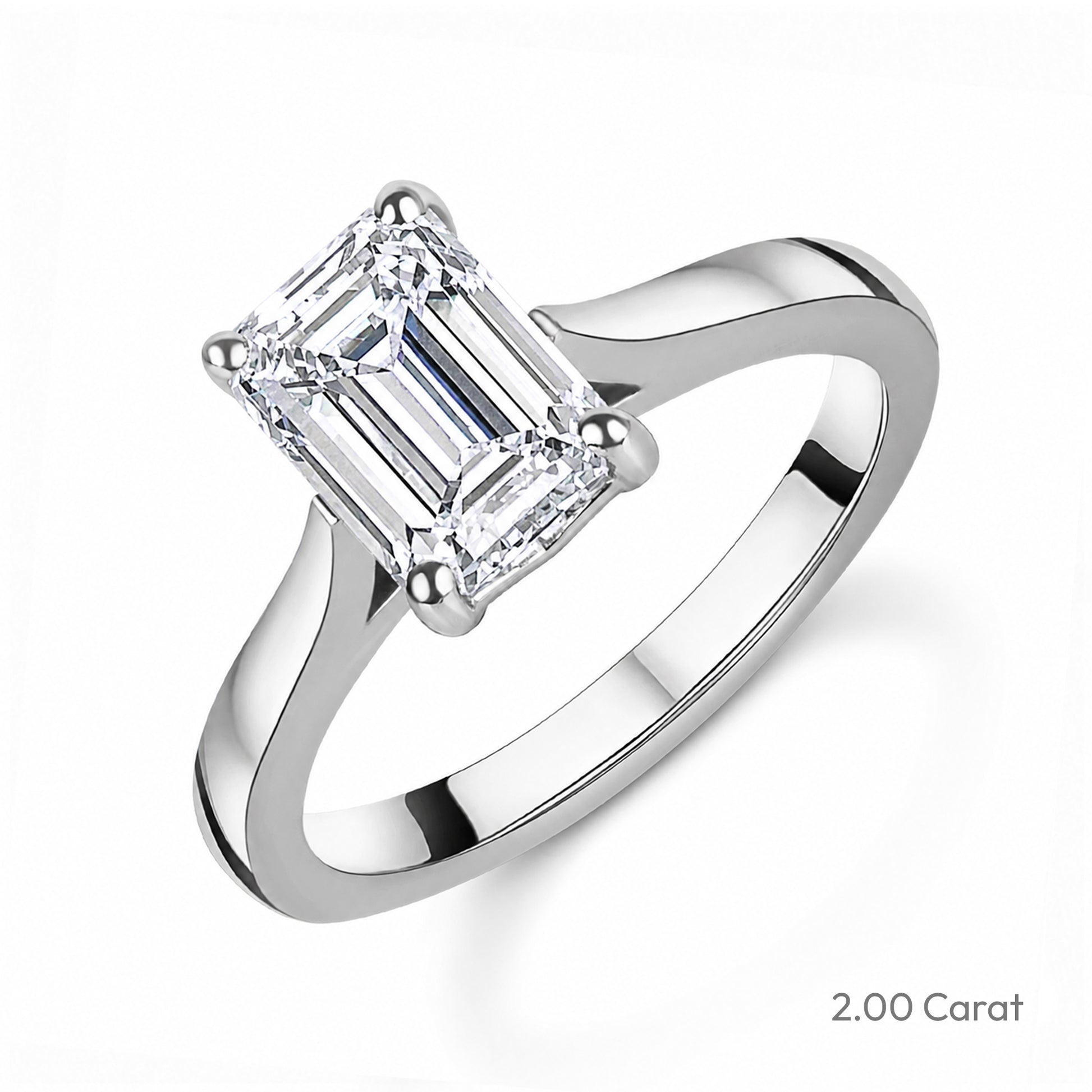 Platinum Emerald Cut Lab Grown Diamond Solitaire Engagement Ring